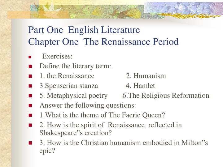 PPT Part One English Literature Chapter One The Renaissance Period