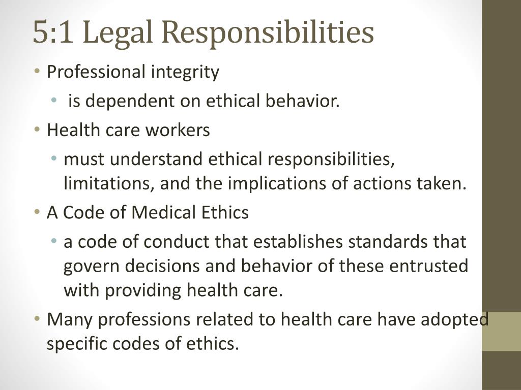 Chapter 5 Legal And Ethical Responsibilities Worksheet Answers | TUTORE