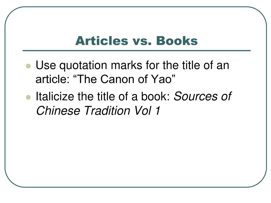 research articles vs book