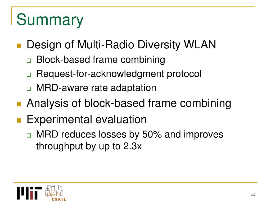 PPT - Improving Loss Resilience With Multi-Radio Diversity In Wireless ...