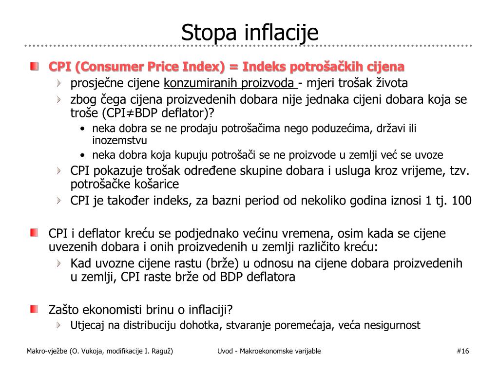 Stopa Inflacije PPT - Uvod - Makroekonomske varijable i nacionalni računi PowerPoint ...