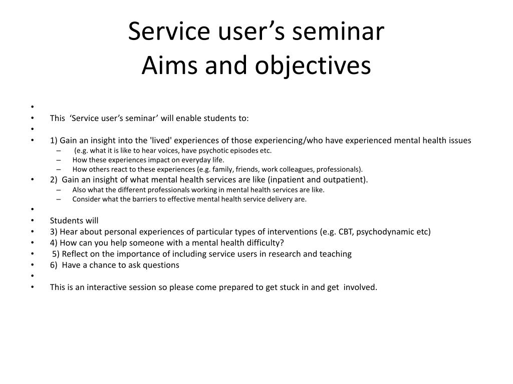 objectives of seminar presentation