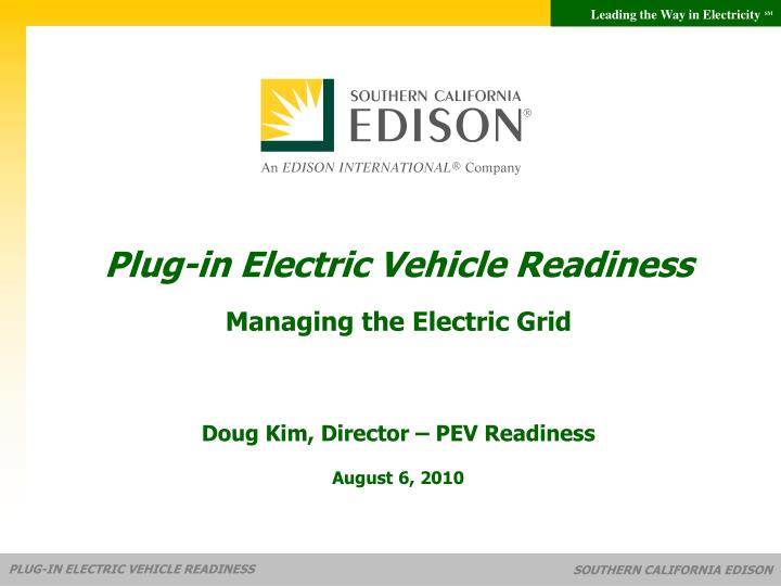 PPT Plugin Electric Vehicle Readiness Managing the Electric Grid