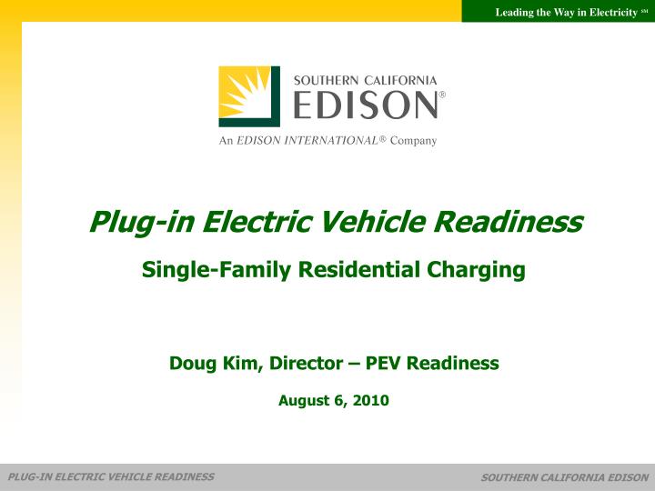 PPT Plugin Electric Vehicle Readiness SingleFamily Residential