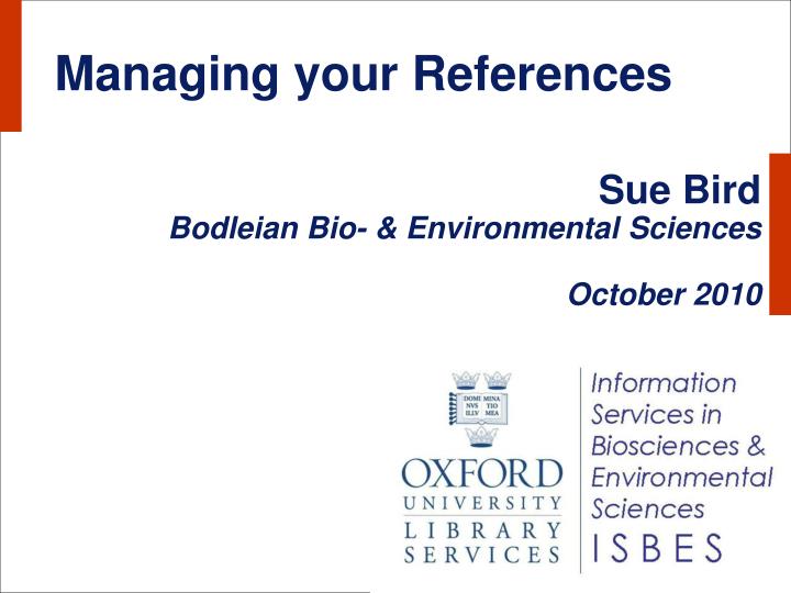 managing your references n.