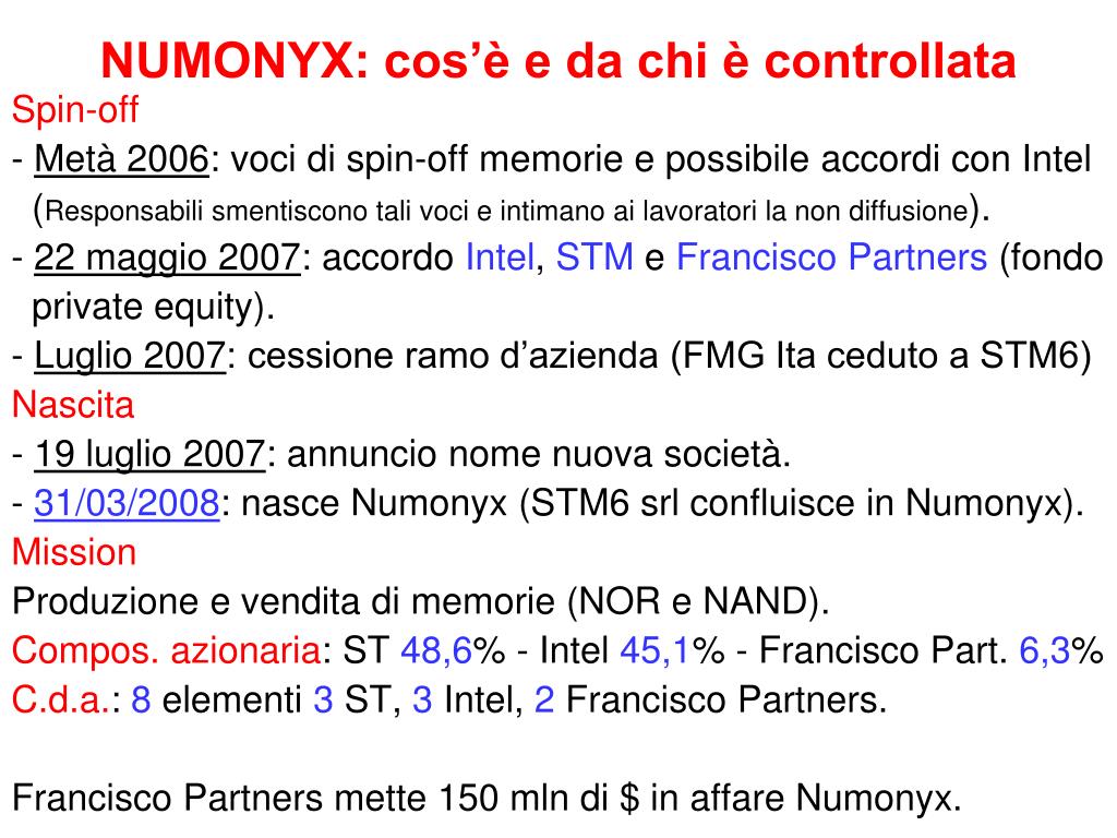 PPT - ST e Numonyx FUTURO IN OMBRA Elaborazione Rsu Catania ST e ...