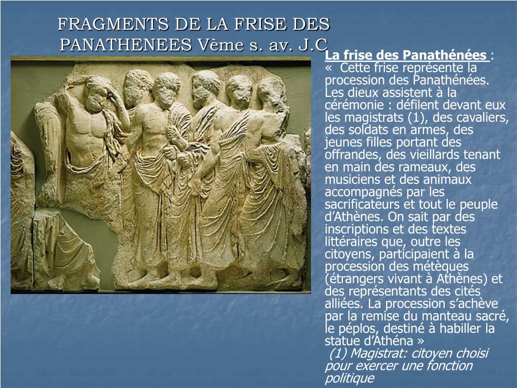 PPT - QUE NOUS APPREND LA FRISE DES PANATHENEES SUR LES HABITANTS DE LA