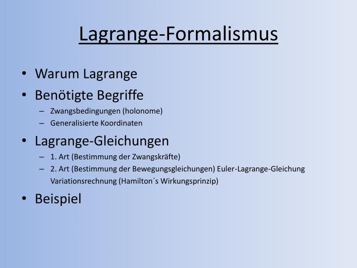 PPT - Lagrange-Formalismus PowerPoint Presentation, free download - ID