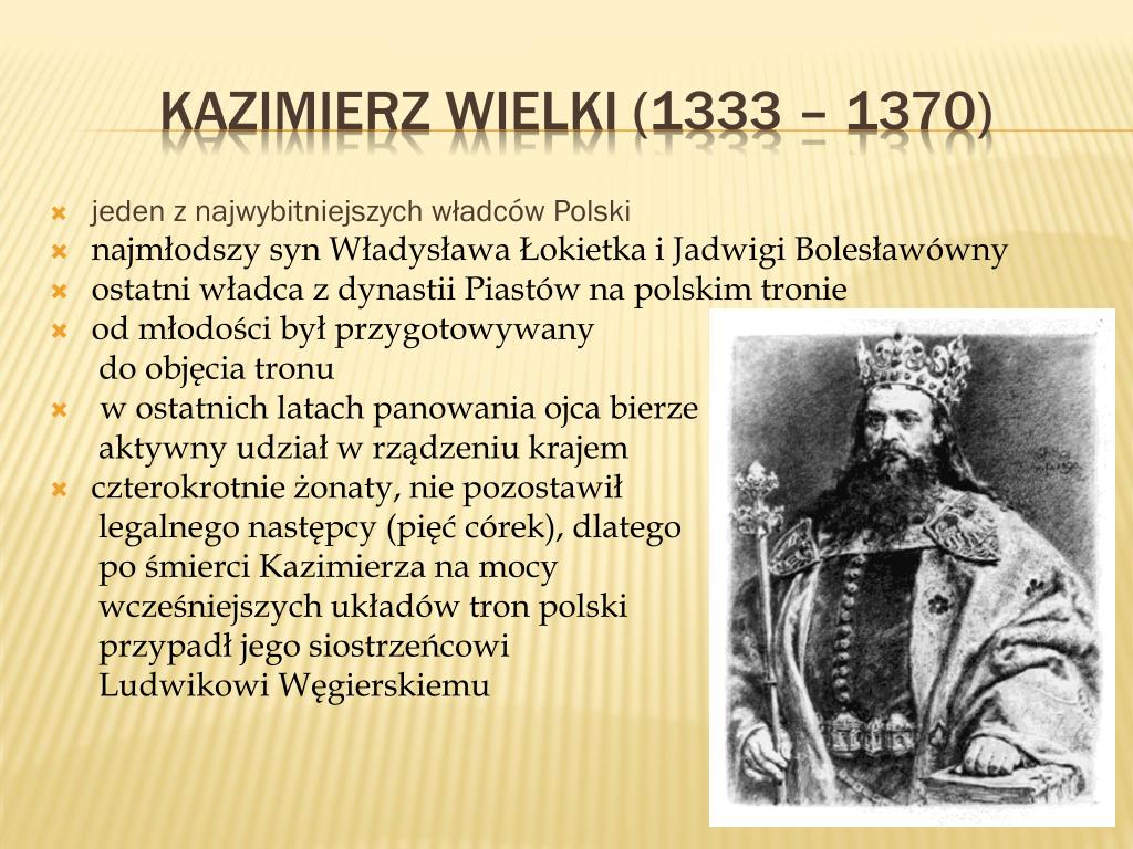 Państwo Kazimierza Wielkiego Karta Pracy PPT - KAZIMIERZ WIELKI (1333 – 1370) PowerPoint Presentation, free
