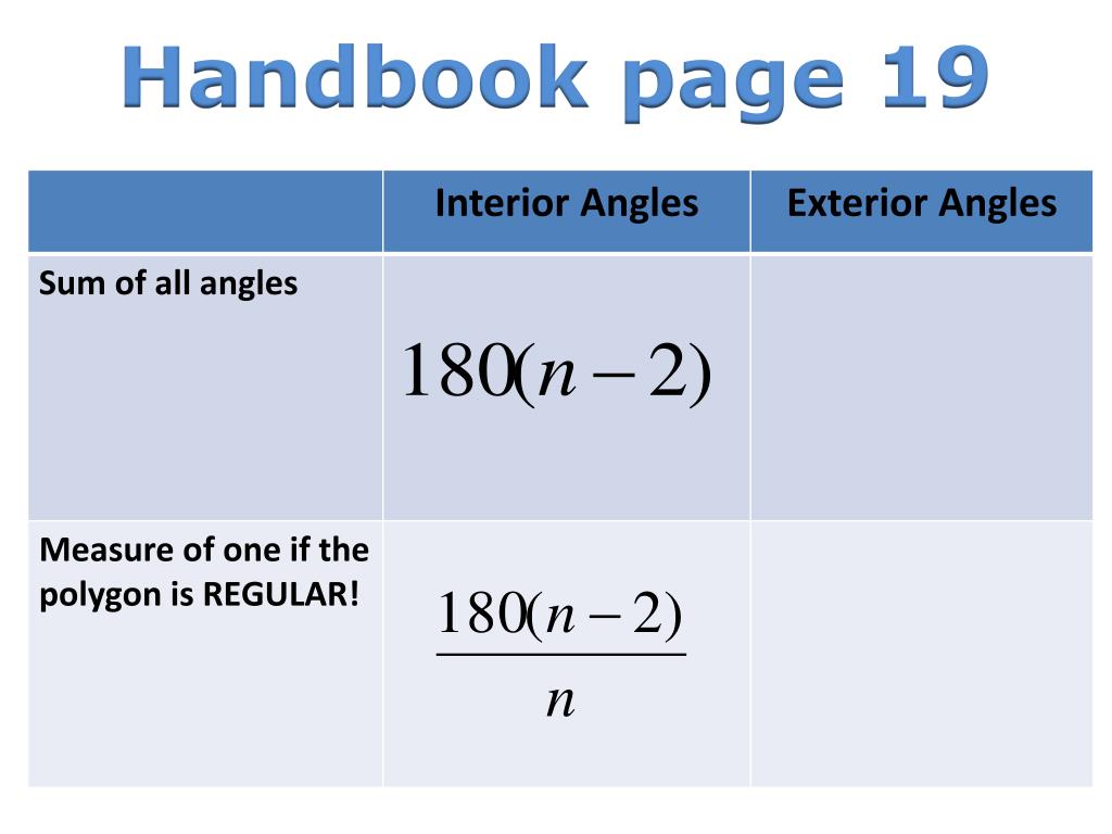 Ppt Find And Use The Measures Of Interior And Exterior