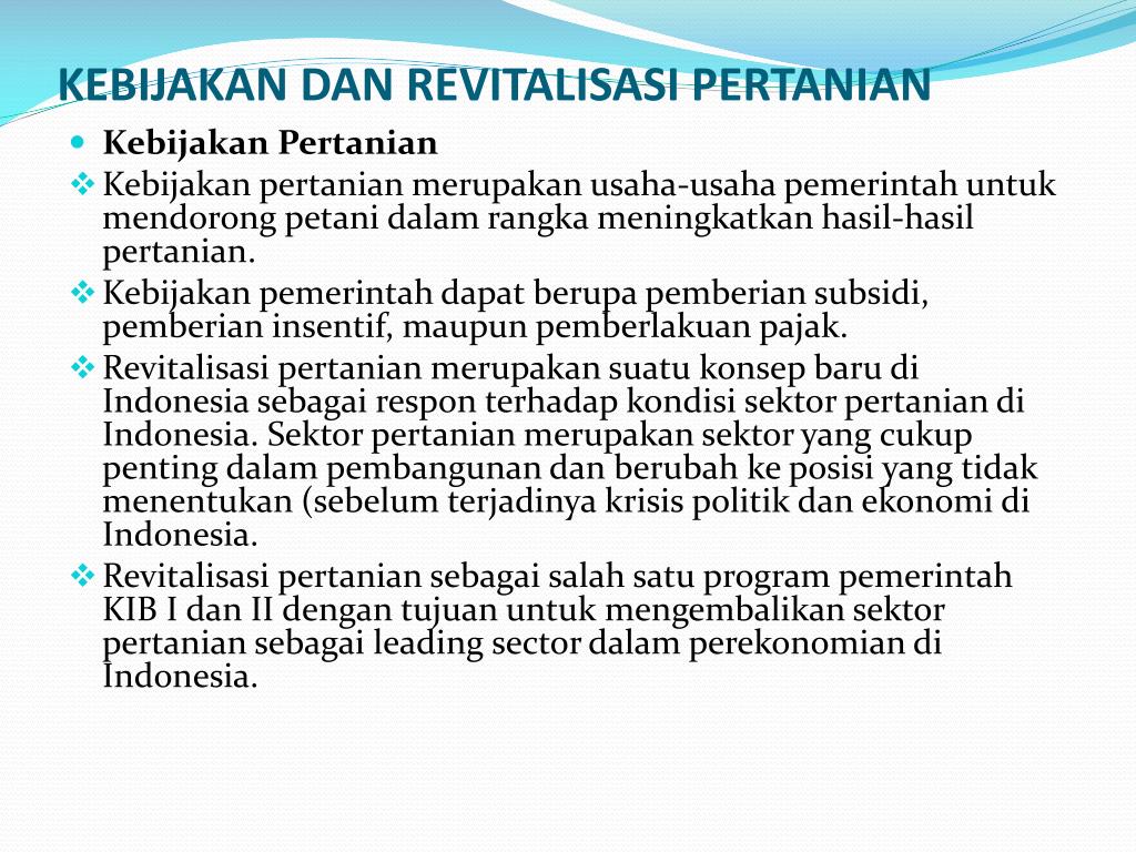 PPT KEBIJAKAN DAN REVITALISASI PERTANIAN PowerPoint Presentation