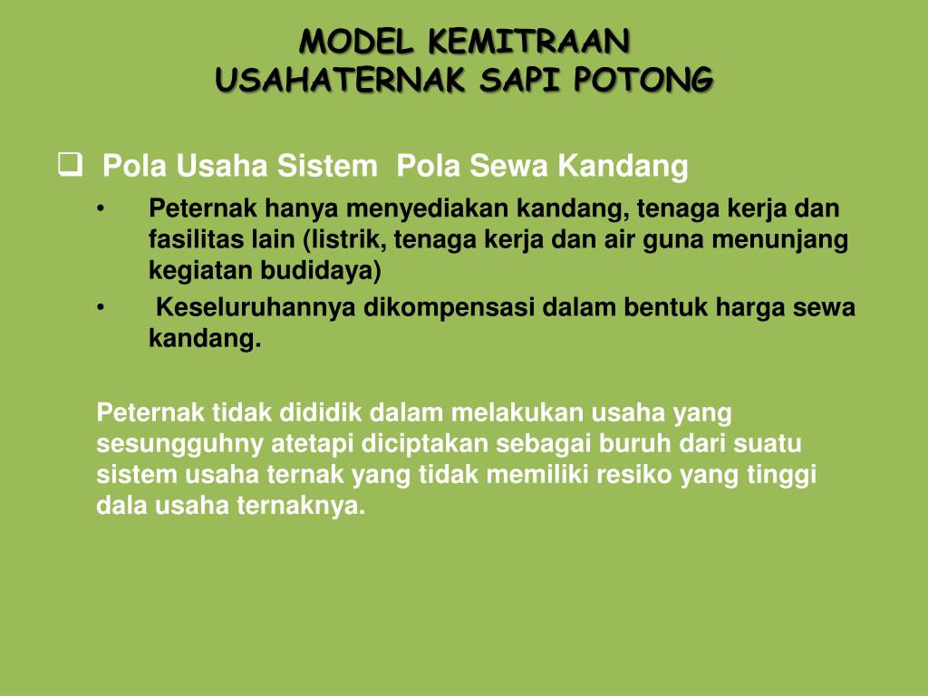 PPT - MODEL KEMITRAAN USAHATERNAK SAPI POTONG PowerPoint Presentation