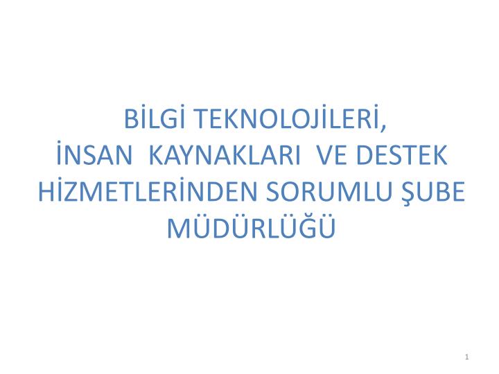 PPT - BİLGİ TEKNOLOJİLERİ, İNSAN KAYNAKLARI VE DESTEK HİZMETLERİNDEN ...