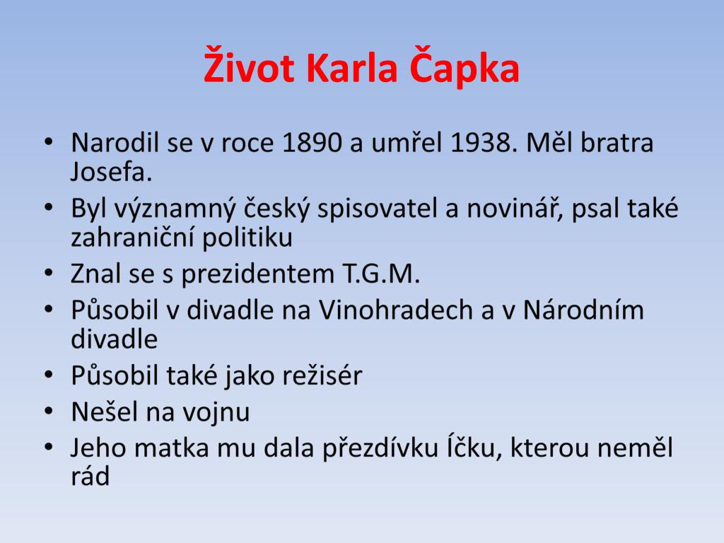 PPT - Karel Čapek a Josef Čapek PowerPoint Presentation, free download -  ID:3448624