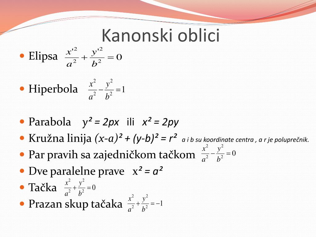PPT - Svođenje krivih drugog reda na kanonski oblik PowerPoint ...