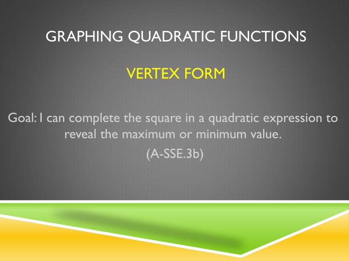 Ppt Graphing Quadratic Functions Vertex Form Powerpoint