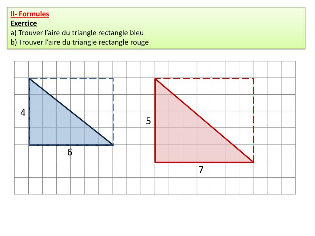 Formule Surface Triangle Rectangle PPT - - Chap 12 - Aires PowerPoint Presentation, free download - ID:3453641