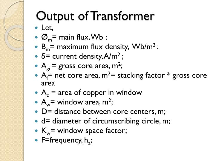 output of transformer n.