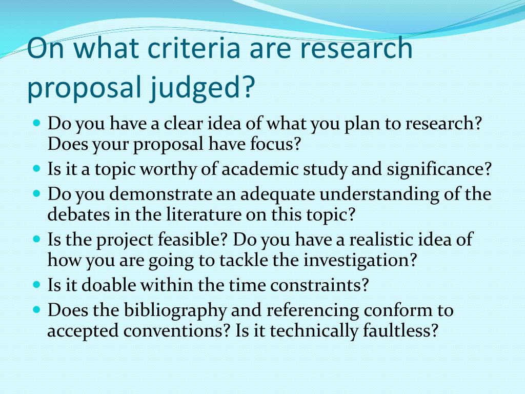 criteria of research proposal