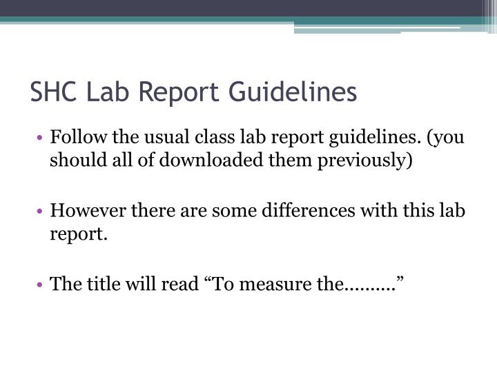 shc lab report guidelines n.
