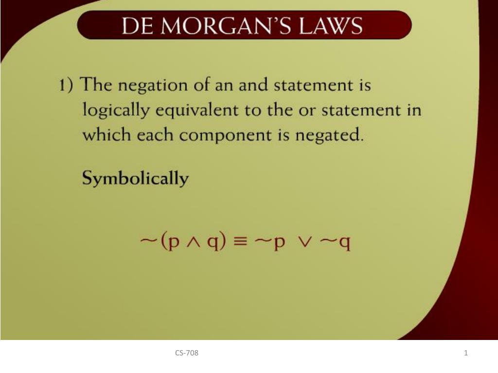 PPT - De Morgan's Laws – 2 - 9 PowerPoint Presentation, free download - ID:3457869