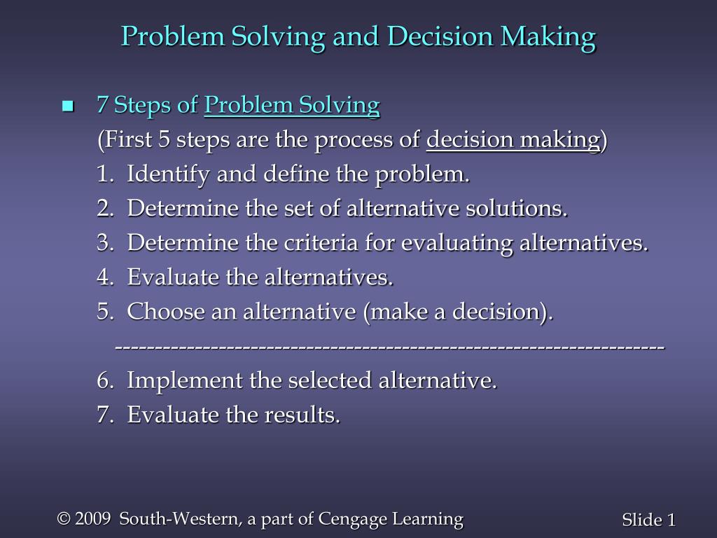 criteria for decision making and problem solving