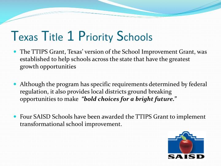 PPT Texas Title 1 Priority Schools Grant PowerPoint Presentation ID