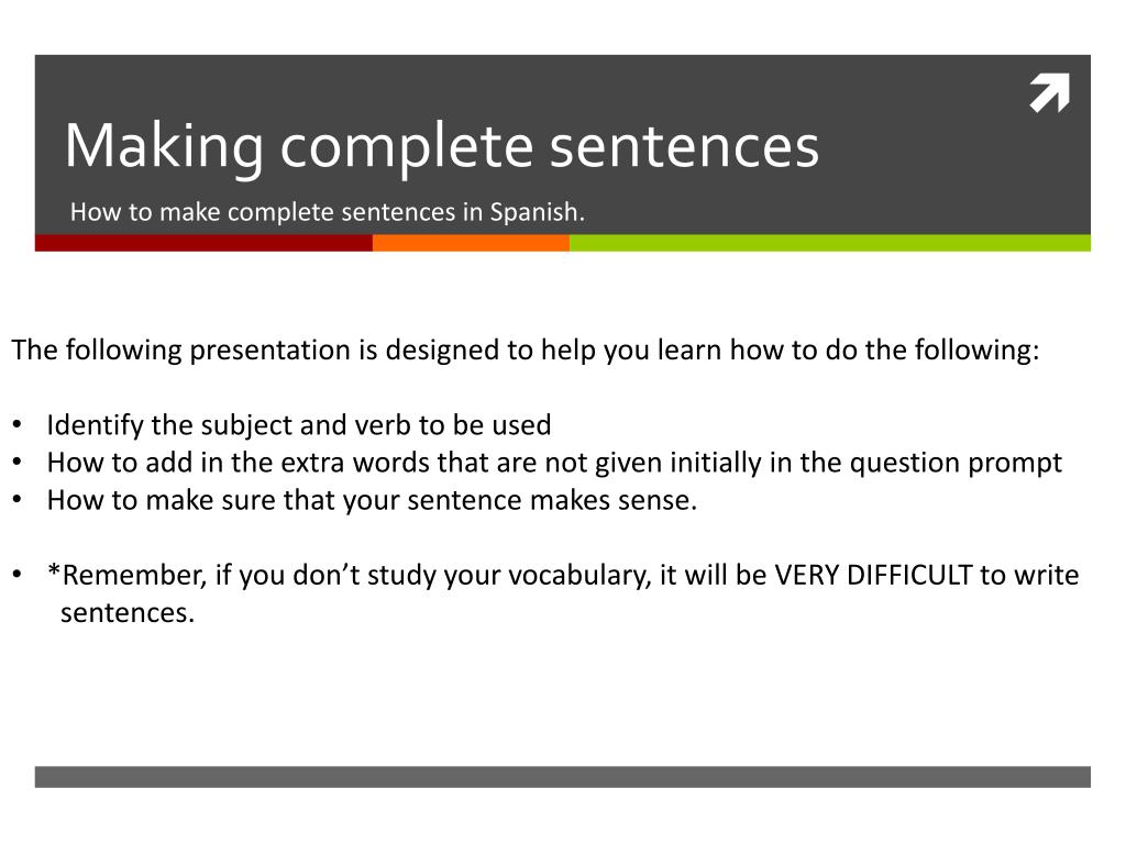 PPT - Making complete sentences PowerPoint Presentation, free