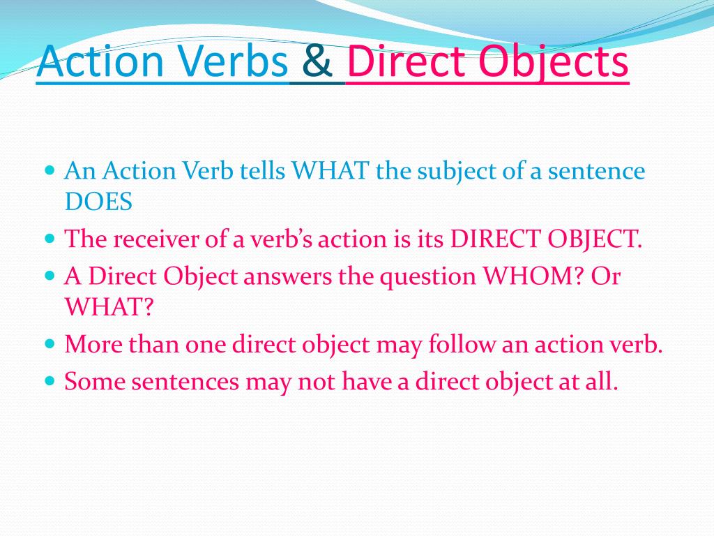 PPT Action Verbs Direct Objects PowerPoint Presentation Free Download ID 3460625