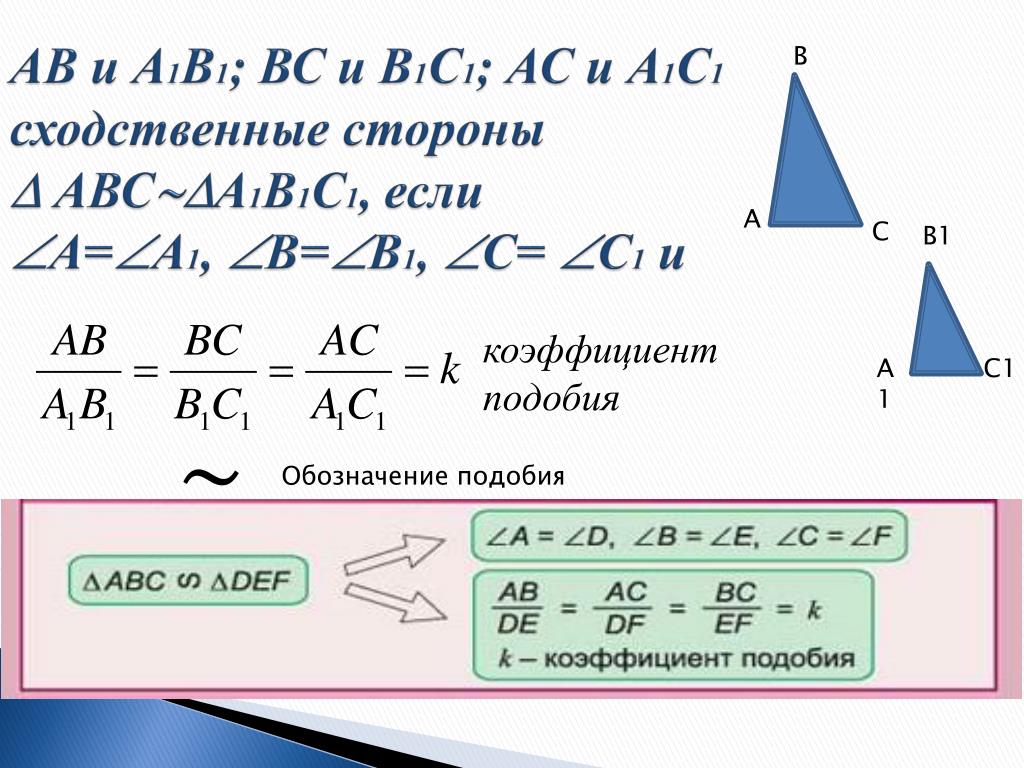 Треугольник абс а1б1с1 аб и а1б1. АВ И а1в1 и ас1- сходственные стороны подобных треугольников АВС И а1в1с1. Треугольники авсиа1в1с1 подобны. Треугольники АВС И а1в1с1 подобны. Коэффициент подобия.