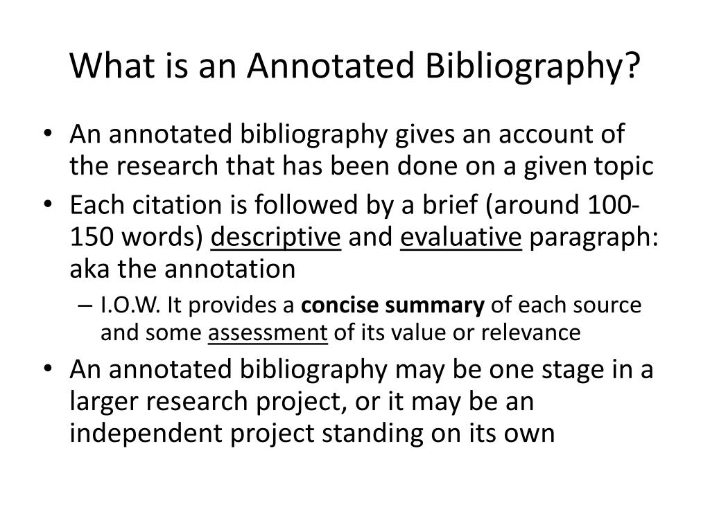 definition of annotated bibliography in english