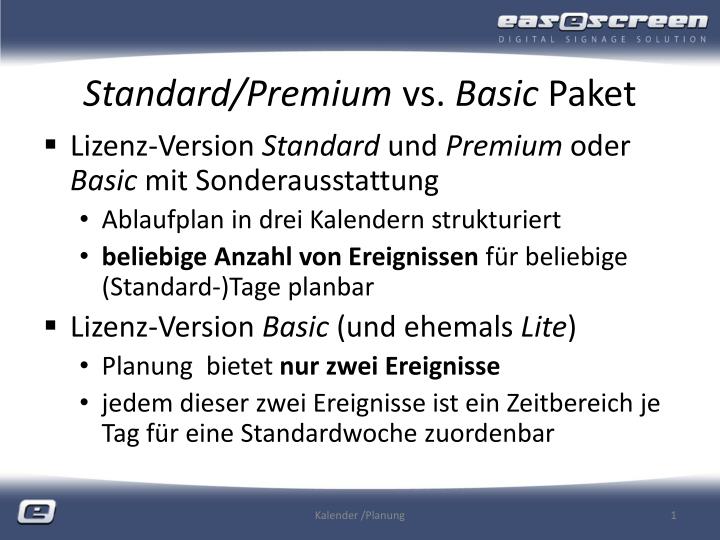 PPT Standard/Premium vs. Basic Paket PowerPoint Presentation, free