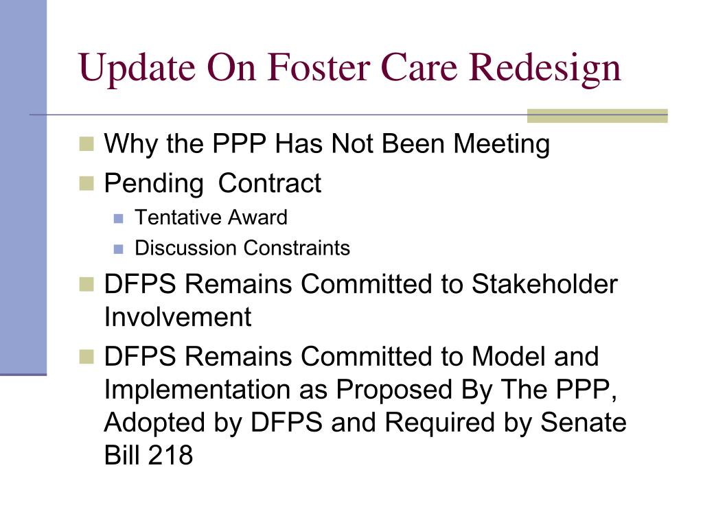 PPT - Improving Outcomes for Children and Youth: Foster Care Redesign ...
