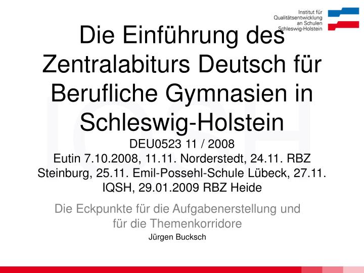 PPT - Die Eckpunkte für die Aufgabenerstellung und für die