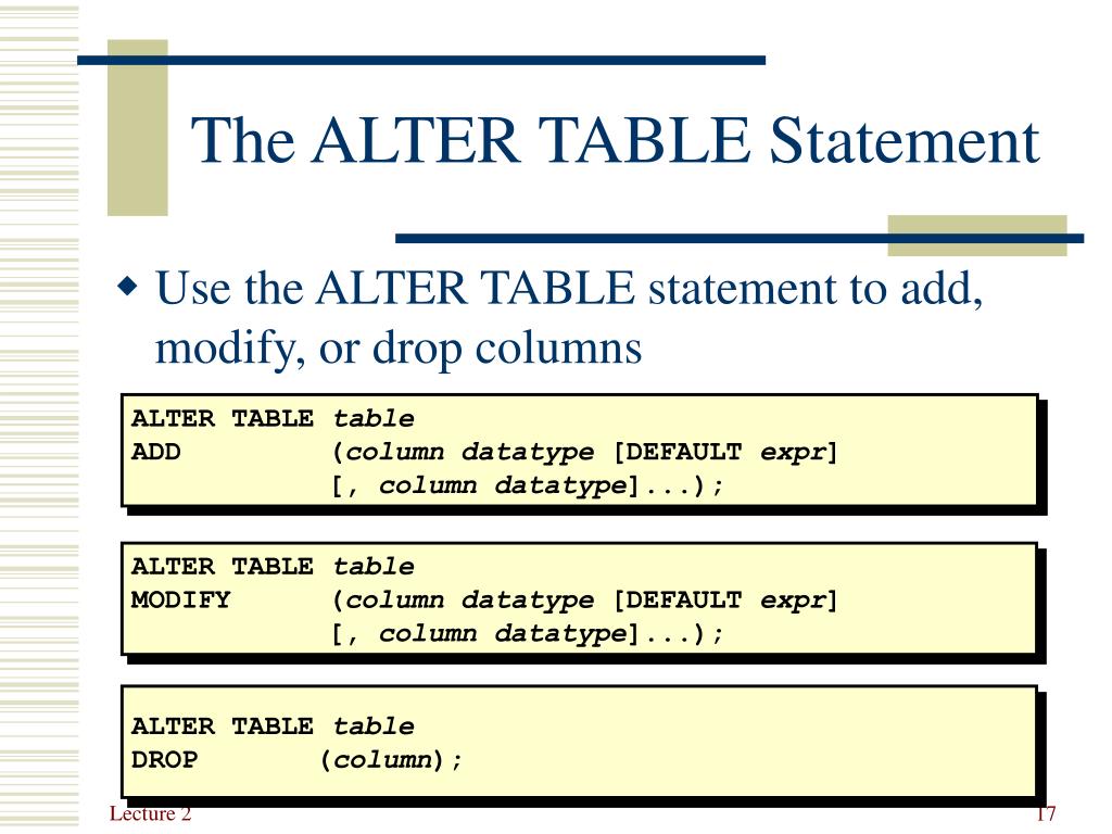 PPT - Lecture 1: SQL: DDL & DML PowerPoint Presentation, free download ...