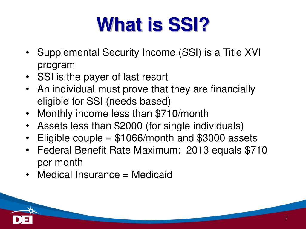 PPT Overview of the Supplemental Security Income (SSI) program PPT Overview of the Supplemental Security Income (SSI) program