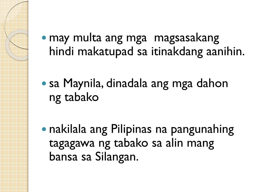 Featured image of post Epekto Ng Monopolyo Sa Tabako Sa Mga Pilipino Ang mga produktong maaaring ipadala sa maynila mula sa mexico ay nagkakahalaga ng 500 000 mexican ang mga magsasakang pilipino ay nakaranas ng pagsasamantala ng mga dayuhan