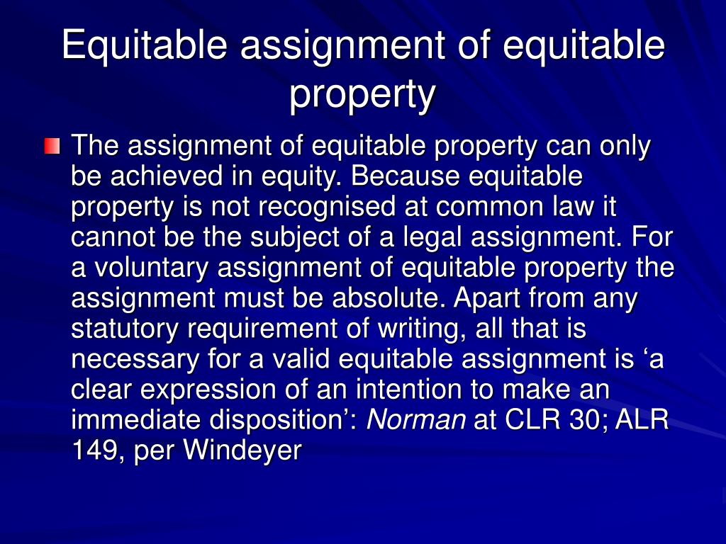 equitable assignment effect