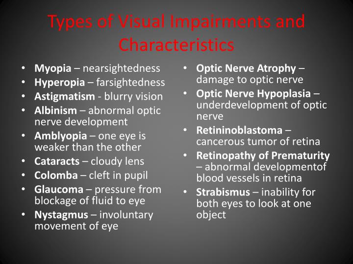 What Is The Characteristics Of Visual Impairment at Merrill Mauro blog