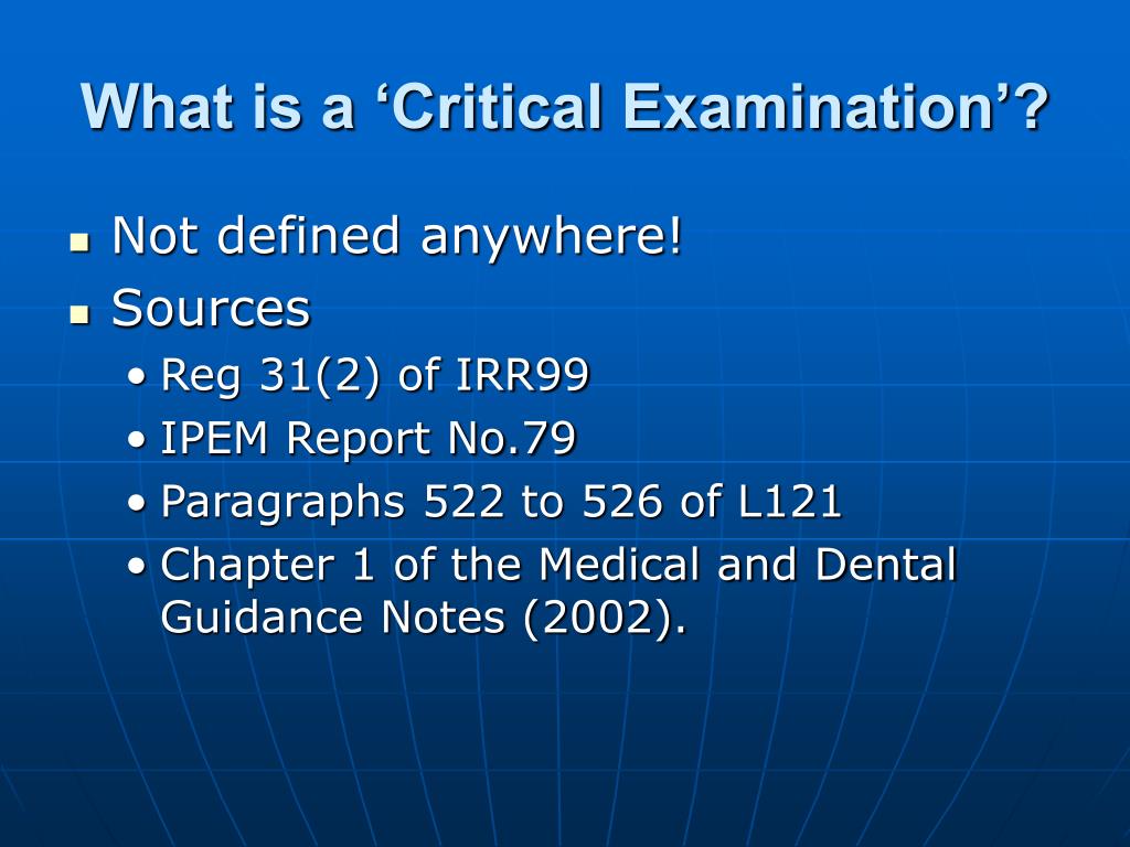 critical examination meaning in research