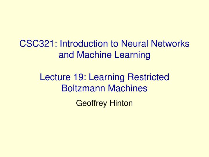 geoffrey hinton neural networks for machine learning