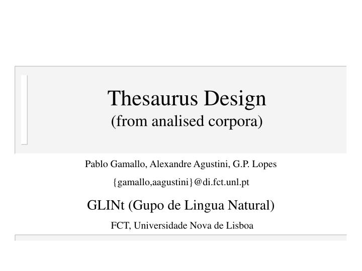 PPT Thesaurus Design (from analised corpora) PowerPoint Presentation