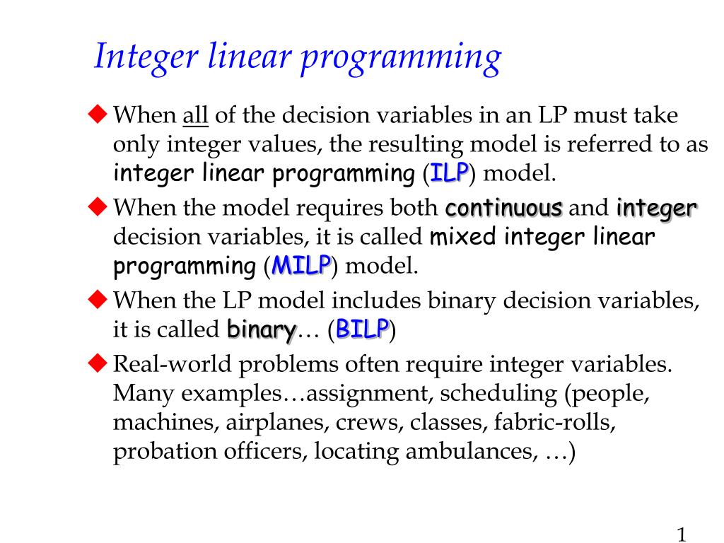 PPT - Integer linear programming PowerPoint Presentation, free download -  ID:3485504