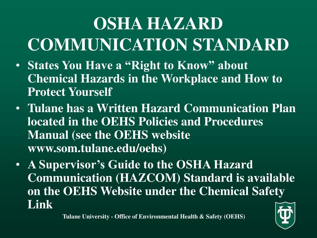 Hazcom Standard 29 Cfr 1910.1200