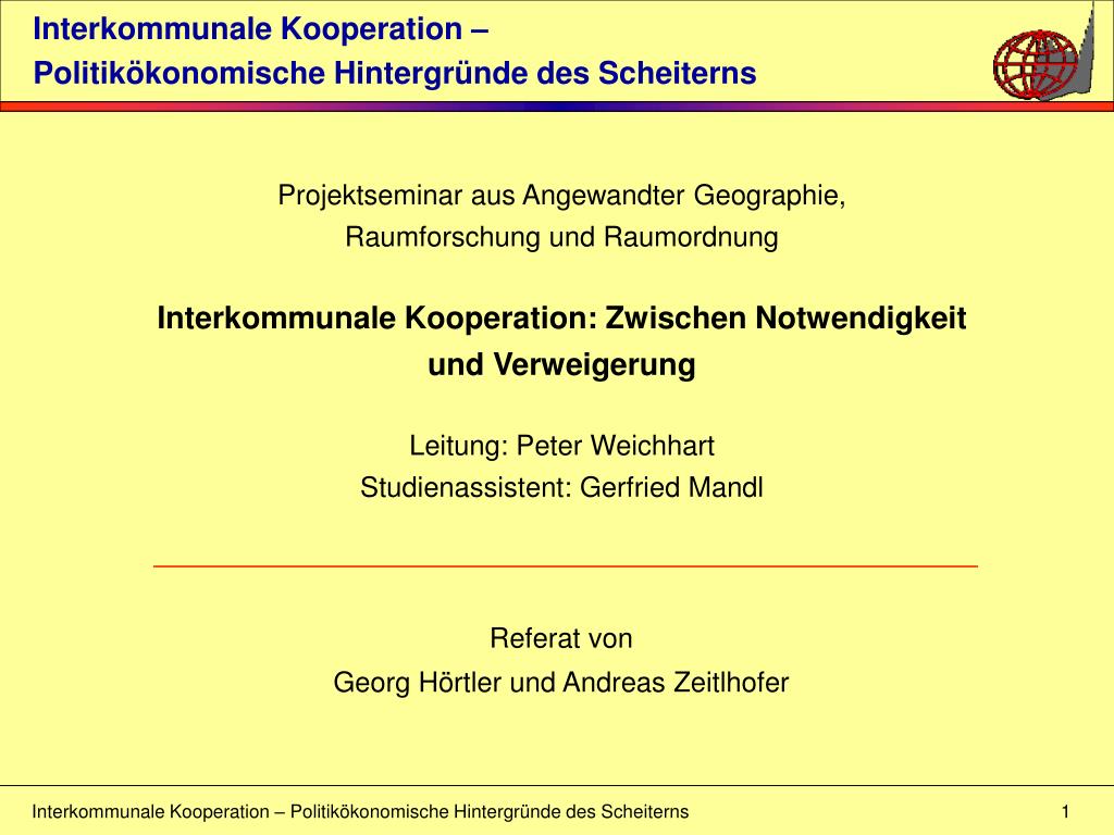 Ppt Interkommunale Kooperation Politikokonomische Hintergrunde Des Scheiterns Powerpoint Presentation Id 3488173