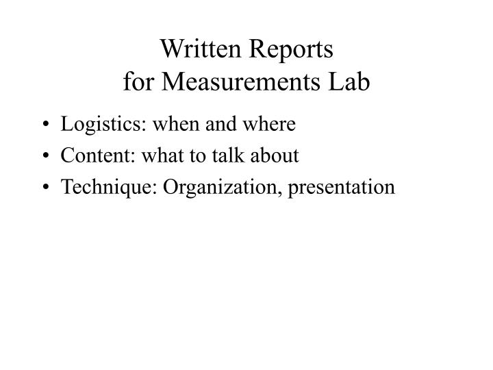 written reports for measurements lab n.