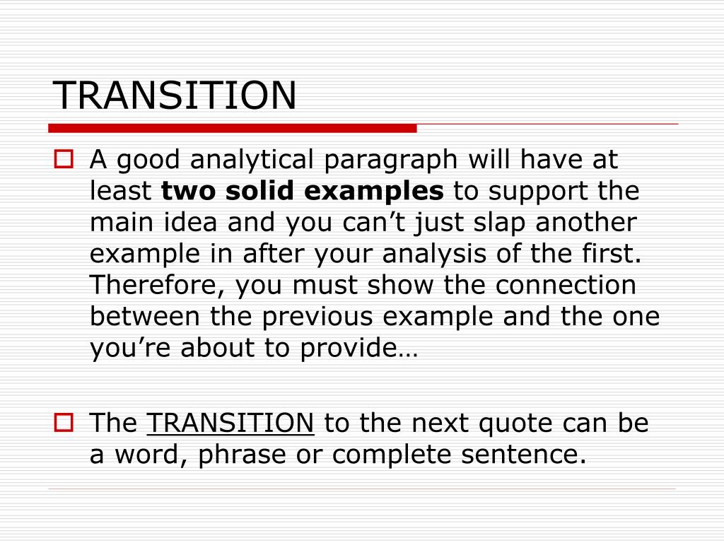 Example of an Analytical Paragraph/History Essay - Academic Support Center