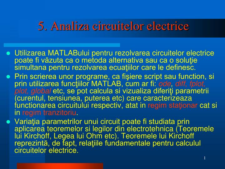 PPT - 5. Analiza circuitelor electrice PowerPoint Presentation, free  download - ID:3492364