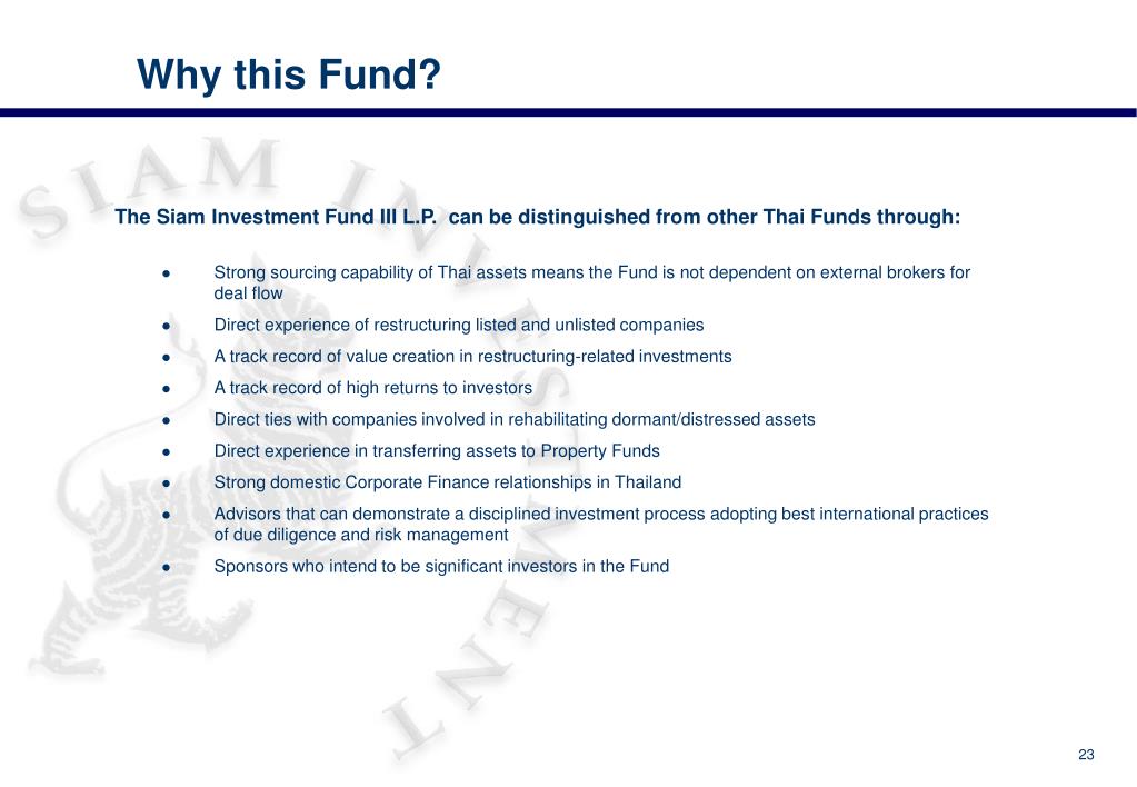 PPT Fund raising proposal SIAM INVESTMENT FUND III L.P. PowerPoint