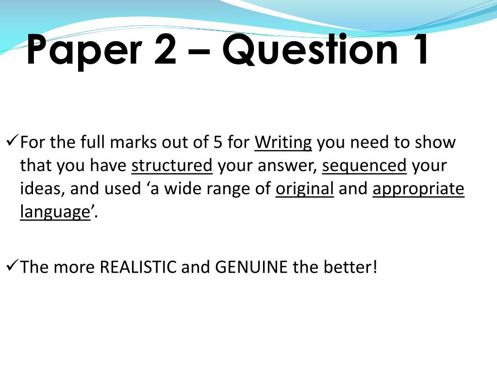 Paper 2 Question 5 Language / Gcse English Language ...